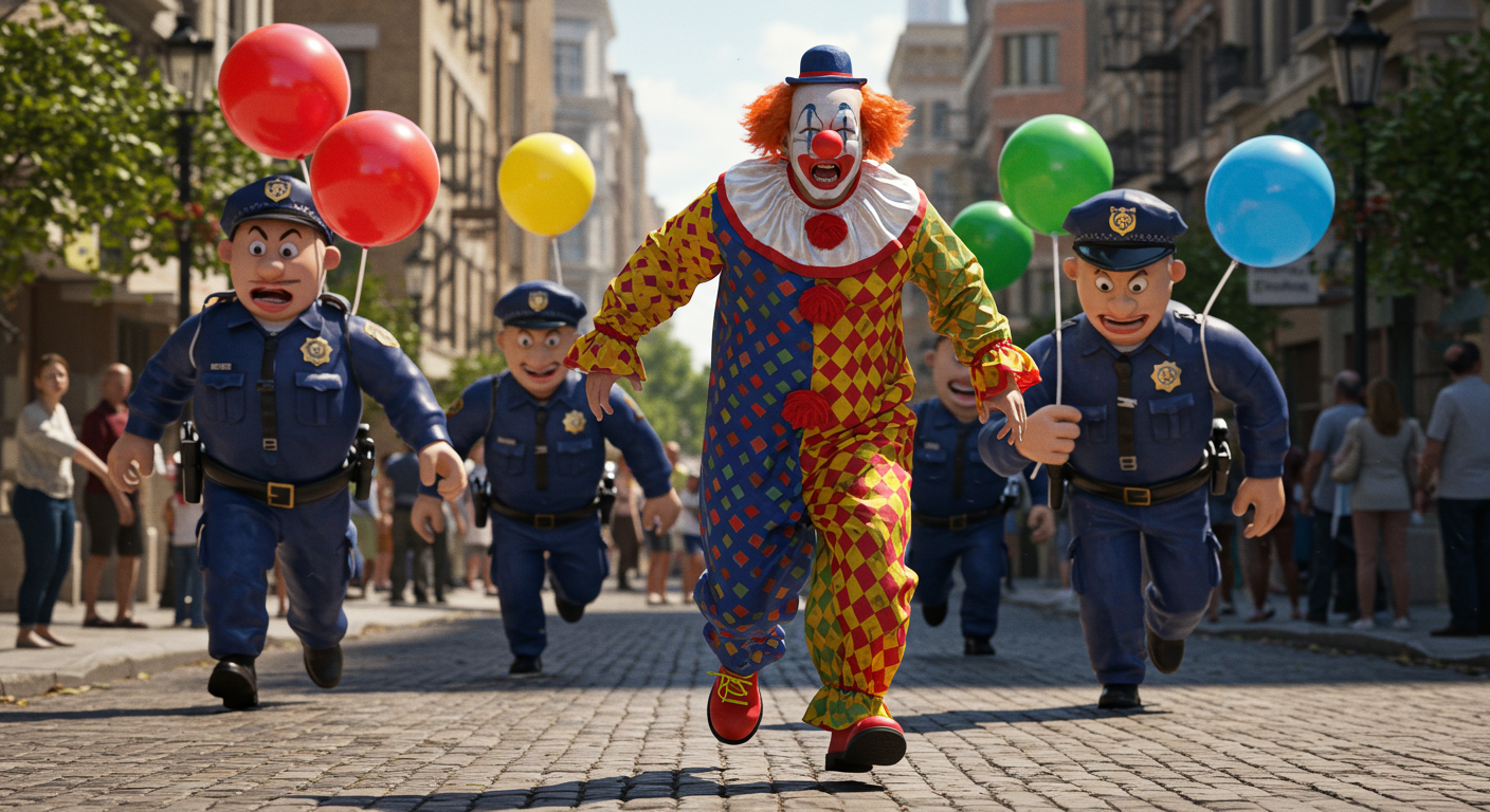 Clown police on a zany chase