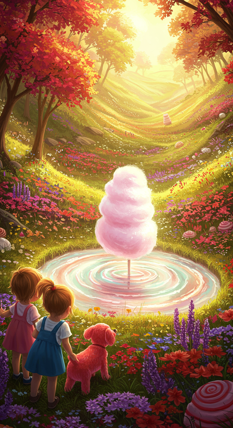 Whimsical cotton candy pond