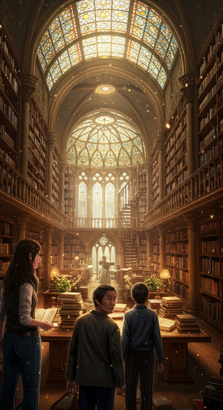 Mystical library interior