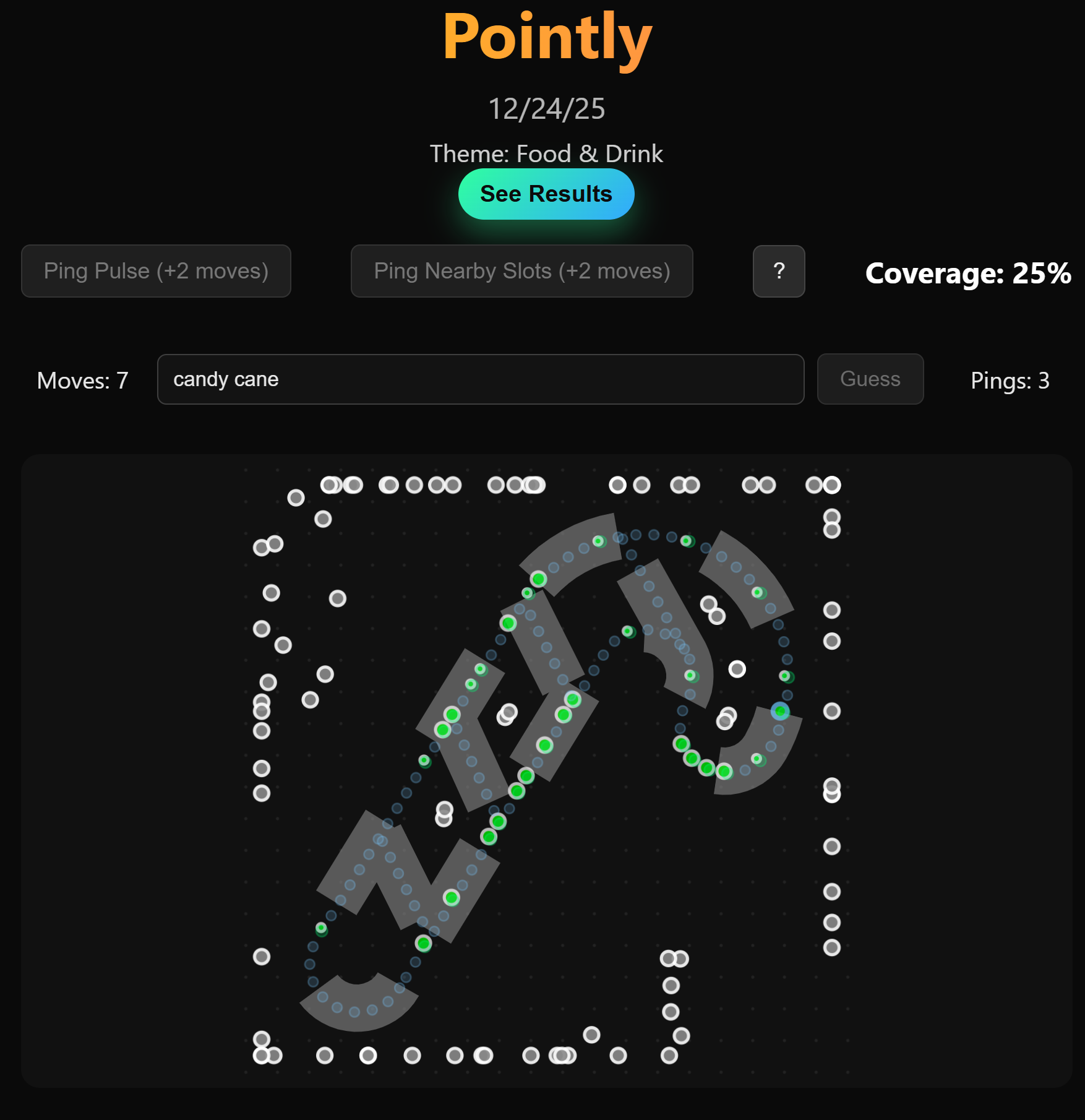 Pointly game screenshot showing spatial puzzle interface